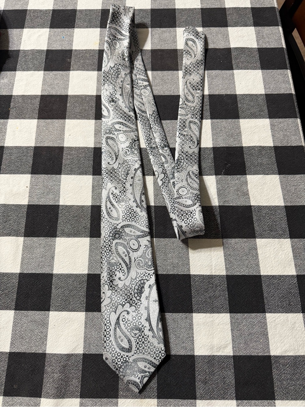 Basic Editions Silver and Black Paisley Tie